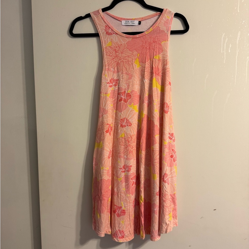 Ava Sky Pink and Yellow Floral Kids Dress